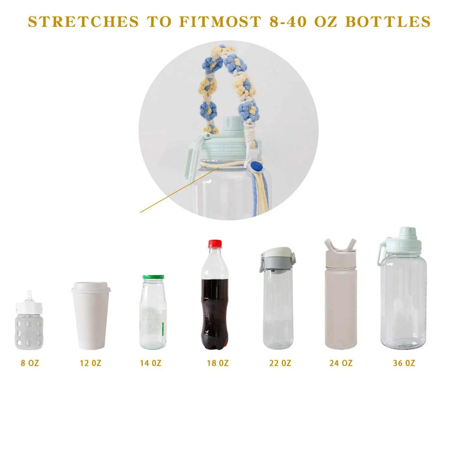 Hand Woven Flowers And Daisies Adjustable Double Rope Reinforcement To Match Different Cup Types Sport Cup Carrying Rope