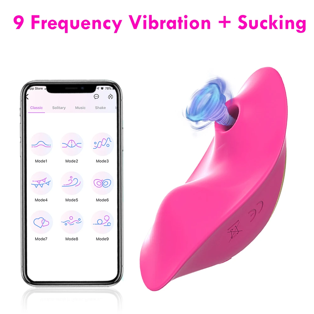 Bluetooth Butterfly Wearable Sucking Vibrator for Women Wireless APP Remote Control Vibrating Panties Dildo Sex Toys for Couple