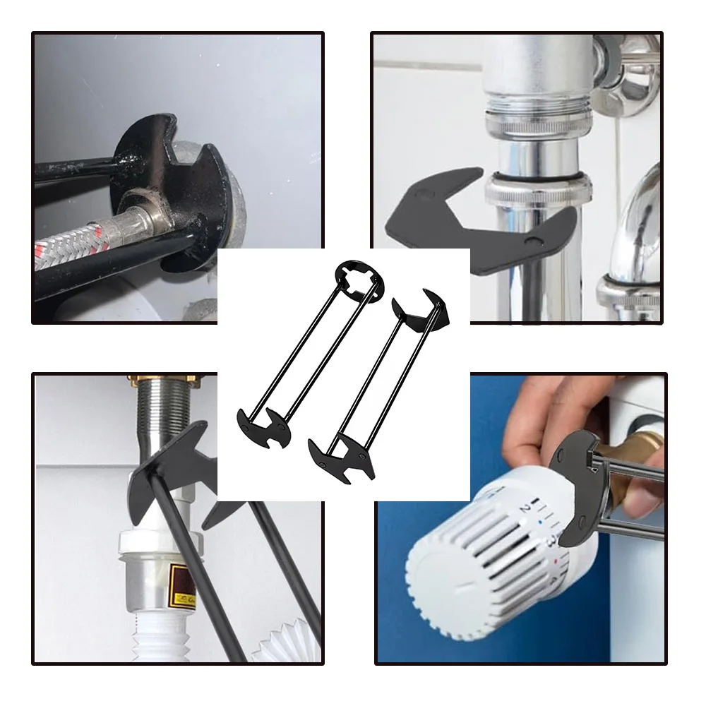 Multifunctional Sink Wrench Four-claw Hexagon Wrench Dual Head Basin Wrench Set Home Kitchen Bathroom Plumbing Maintenance