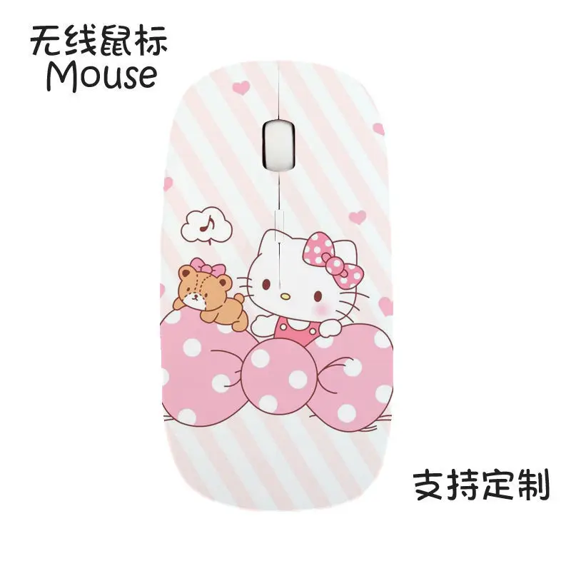 Sanrio Anime Hello Kitty Cartoon Wireless Mouse Office Game Cartoon Cute Pink Girl Birthday Surprise Gift Learning Office