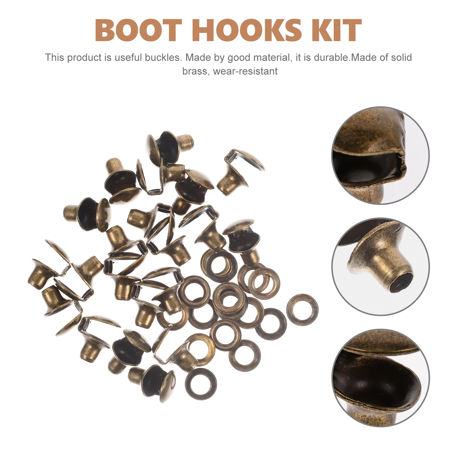 20 Pcs Shoe Boots DIY Buckle Shoelace Buckles Hooks Shoestring Brass Repair with Gasket Decorative