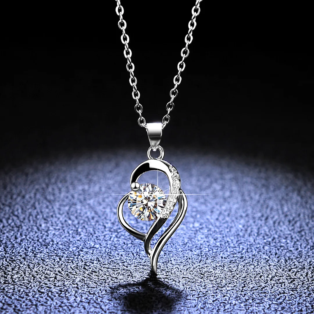 S925 Sterling Silver Pendant Wrapped D Color Mozzarella Diamond Necklace Silver Pendant Women's Fashion Classic