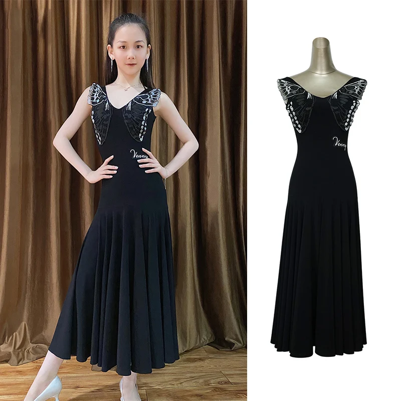 

Teen Girls Ballroom Dance Dress Summer Sleeveless Practice Clothes Prom Waltz Dancing Dress Tango Competition Costume VDB6901