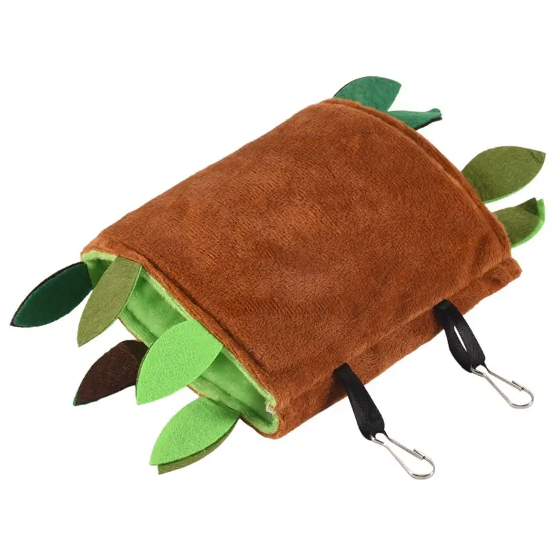 ABSE-5Pcs Hamster Sugar Glider Hanging Cage Accessories Set Leaf Wood Design Small Animal Hammock Channel Ropeway Swing