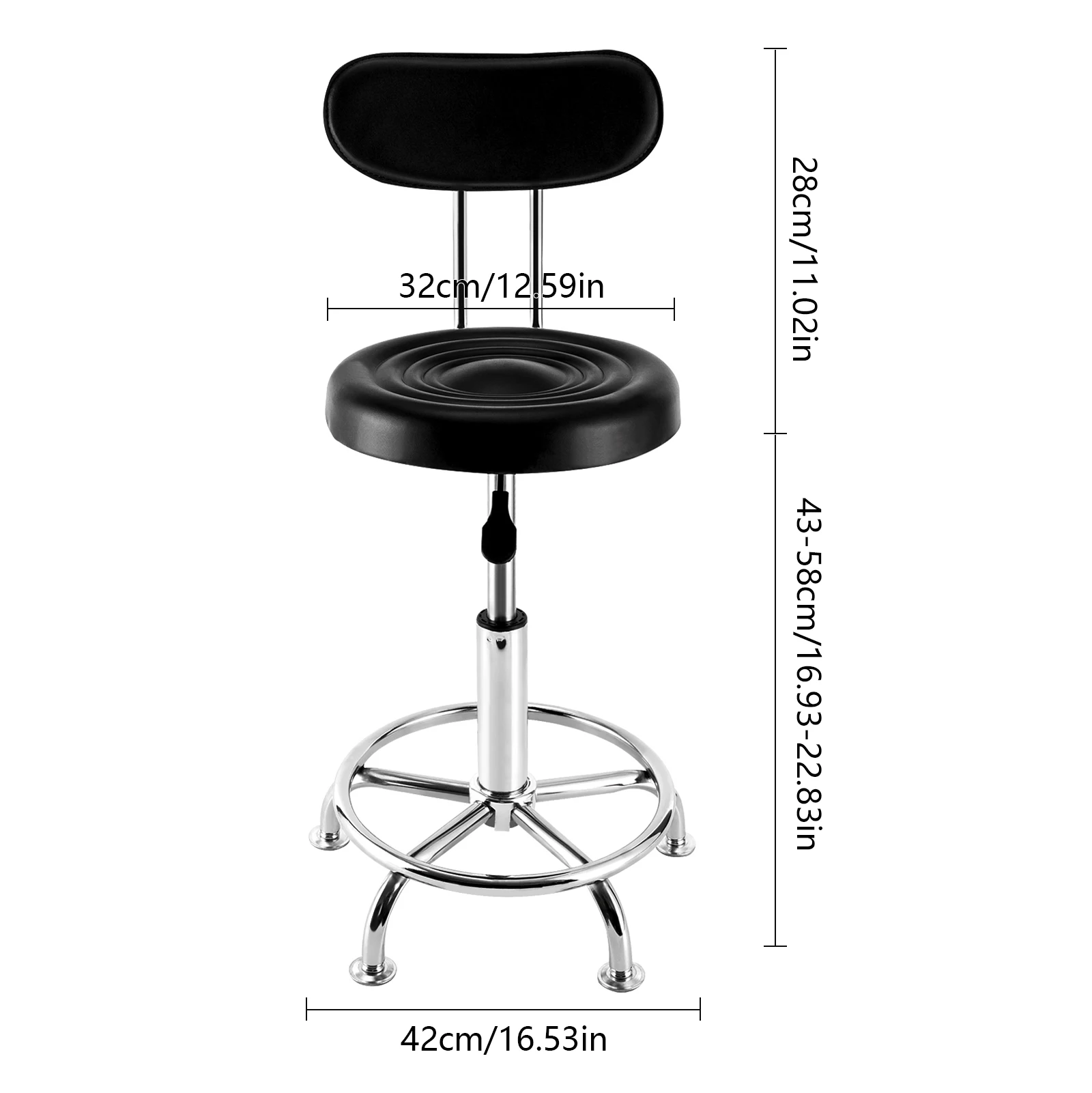 Salon Chair with 360-degree Swivel Seat Heavy Duty Hydraulic Height Adjustable High Barber Cutting Stools with Backrest