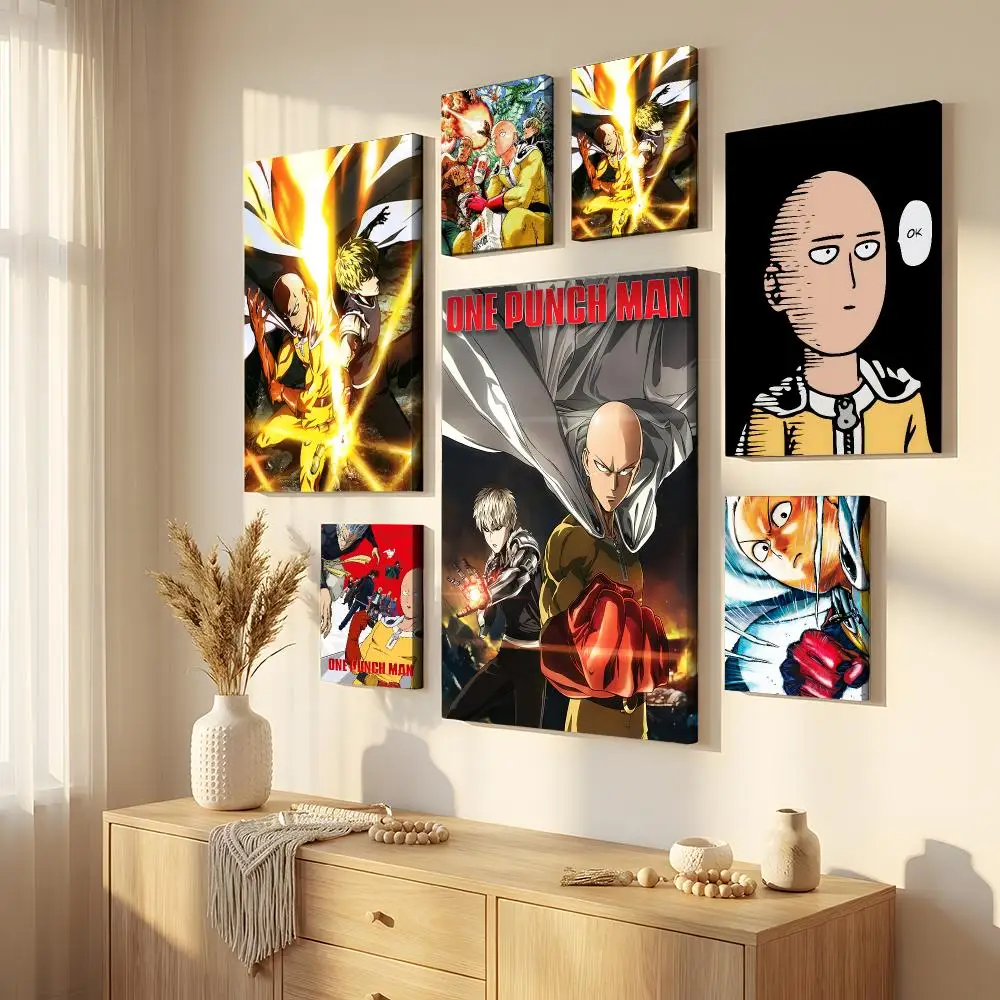 O-One P-Punch Man Anime Framed Wall Painting Canvas Wall Art Inner Frame Waterproof Home Decor For Living Room