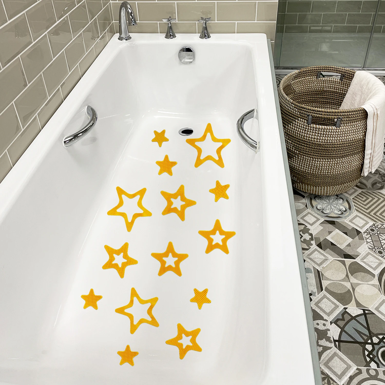 10PCS Orange Five-pointed star Non Slip Bathtub Stickers