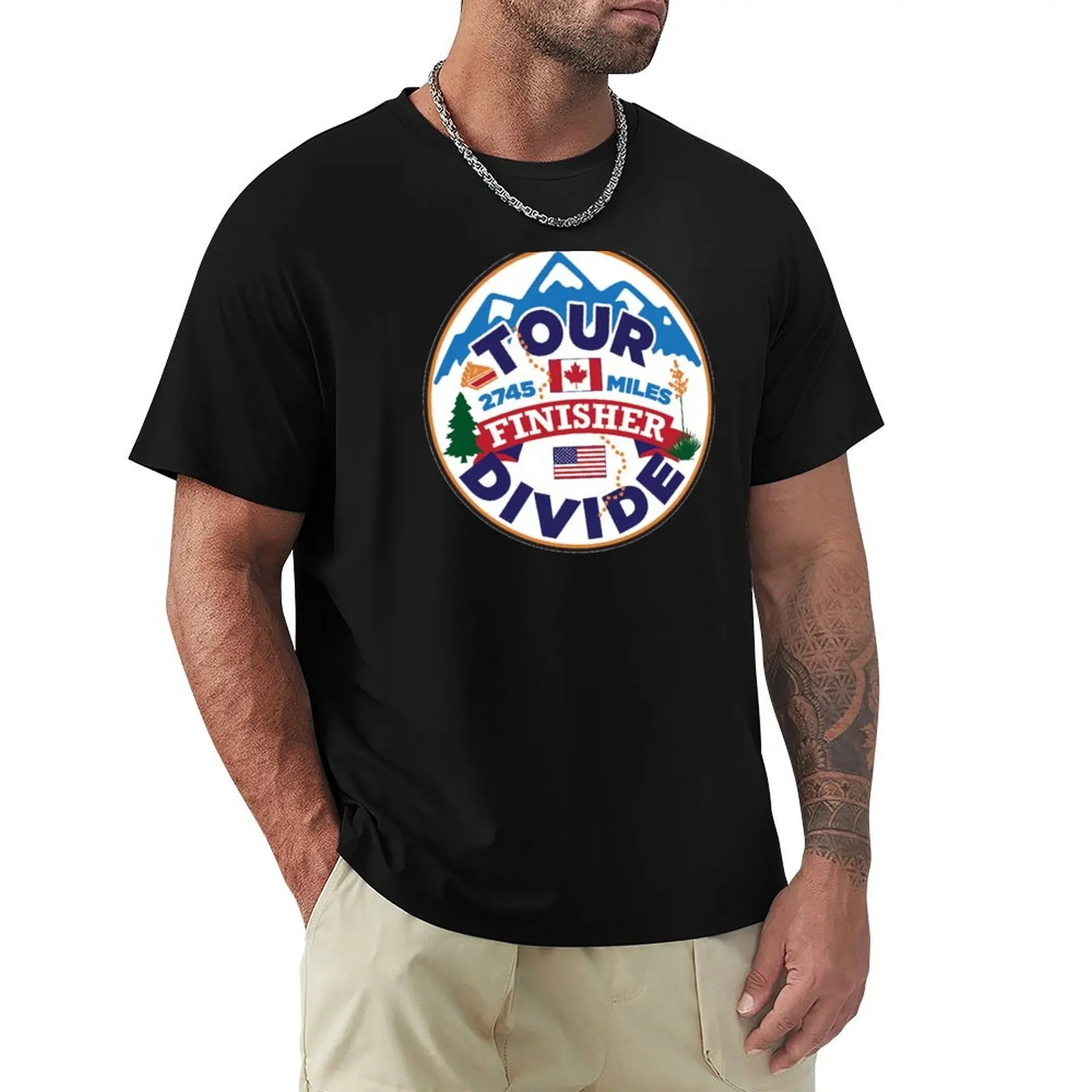 Tour Divide Finisher Emblem T-Shirt cotton t shirts man 100% T-Shirt