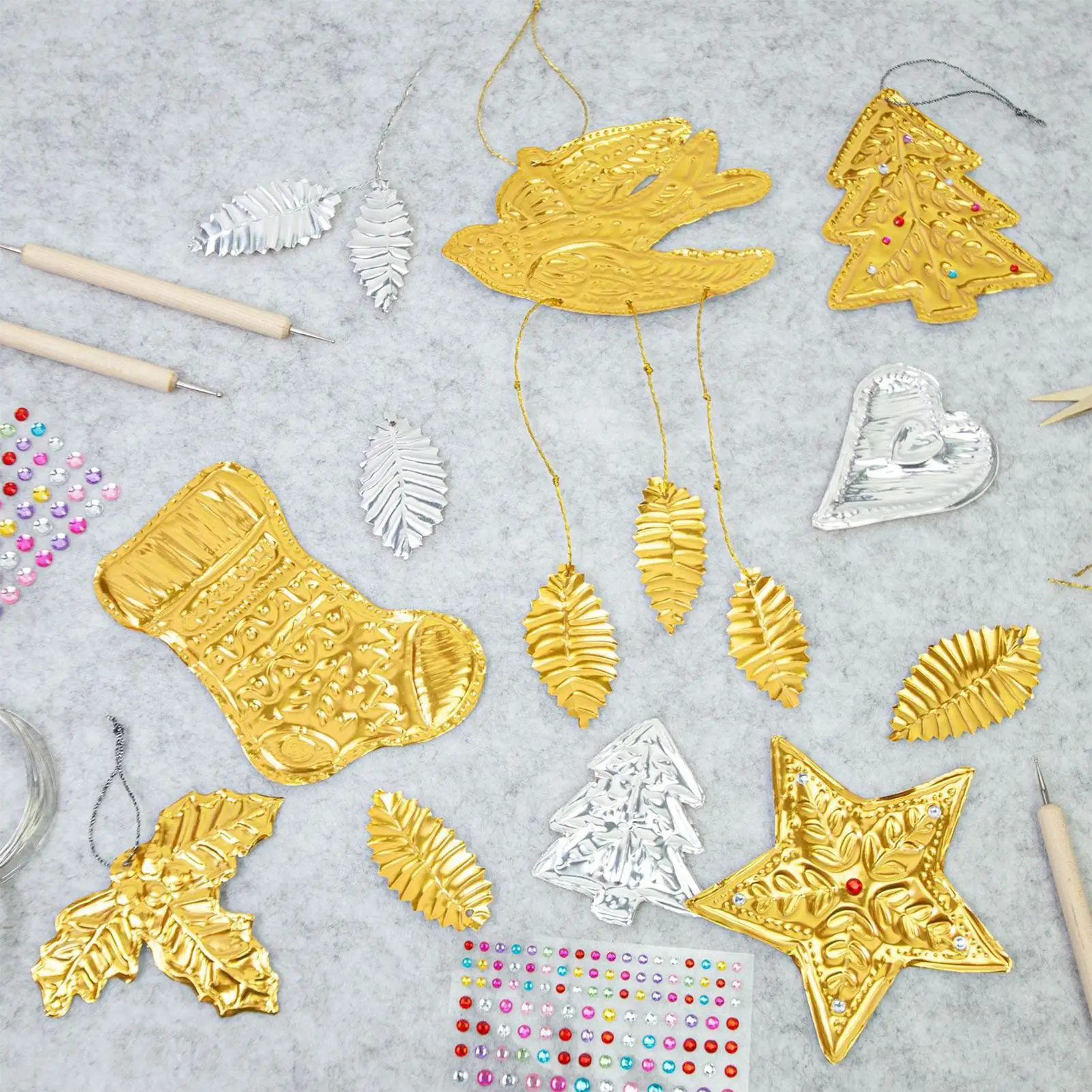 Foil Sheets For Crafts Decorative Foil Embossing Kit Silver Shimmer Gold Crafting Accessory For Kids Adults Engraving Painting