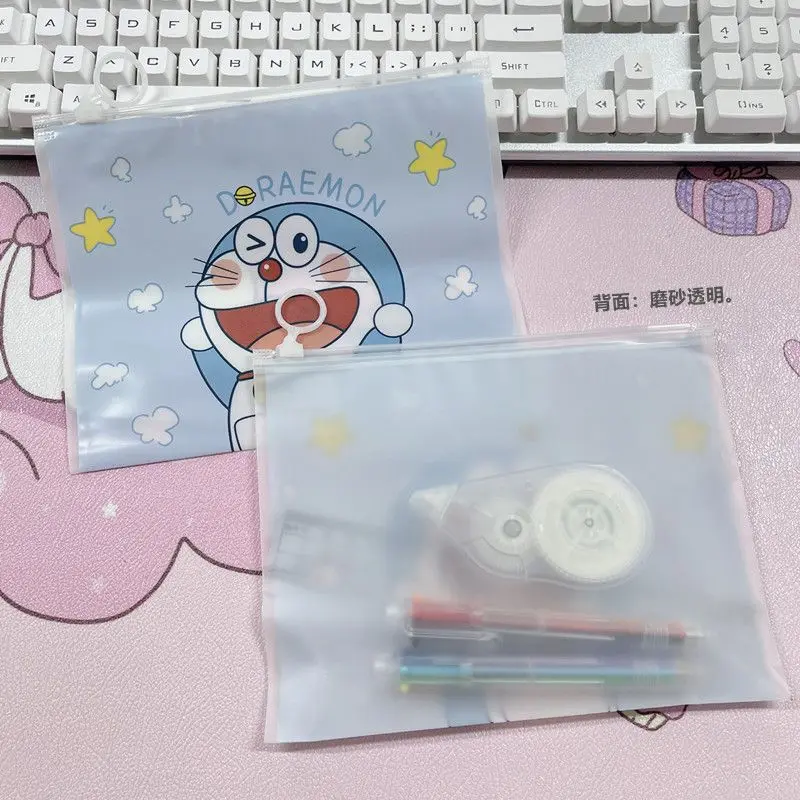 Doraemon Storage Bag Cute Creativity Frosted Large Capacity Self-sealing Bag New Exquisite Waterproof Student Stationery Pouch