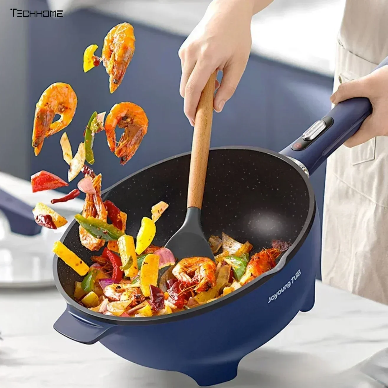 Multifunctional large-capacity antibacterial non-stick household electric frying pan precise temperature control