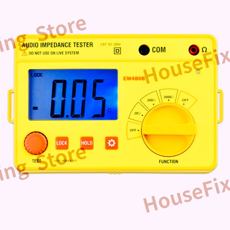 EM480B Digital Audio Impedance Tester, 20/200/2000Ω Resistance Meter with 1KHz Test Frequency & Data Hold