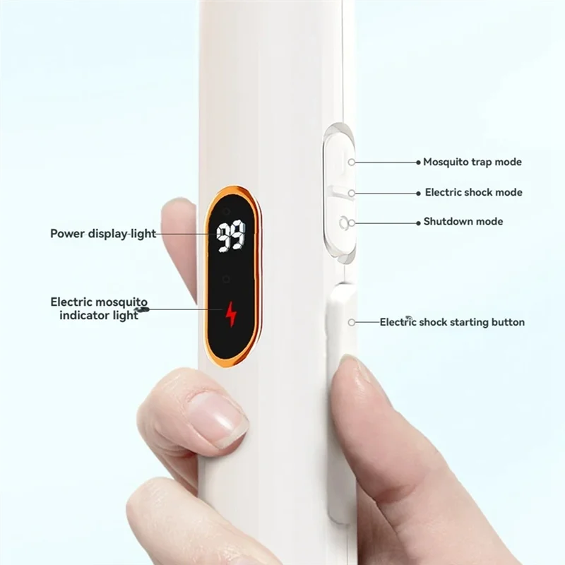 ABWM-Smart LED Power Display Wall-Mounted Repellent Lamp Electronic Mosquito Swatter E3 Rechargeable 2000Mah