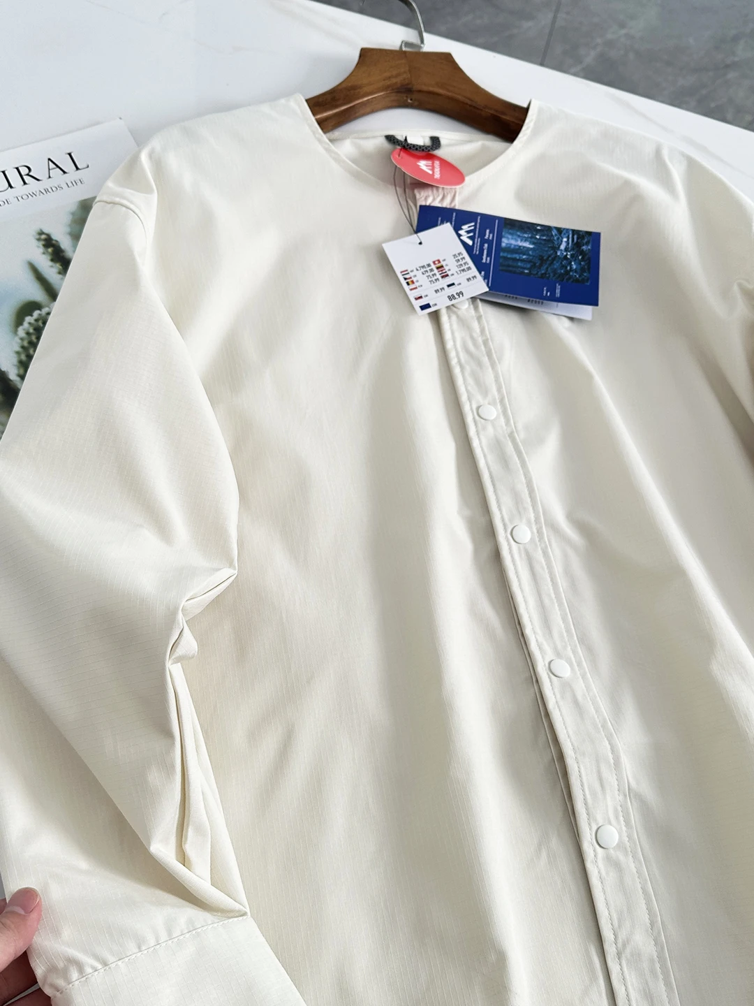Japanese Style Travel Inn Style Men's Shirt Jacket Thin Single Button Collarless Design Spring 2026 Cool Feeling Long Sleeve