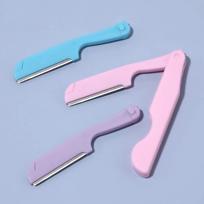 Foldable Stainless Steel Eyebrow Razor 1+2 Set Safety Protective Guard Manicure Tool for Women Beginner Easy Use