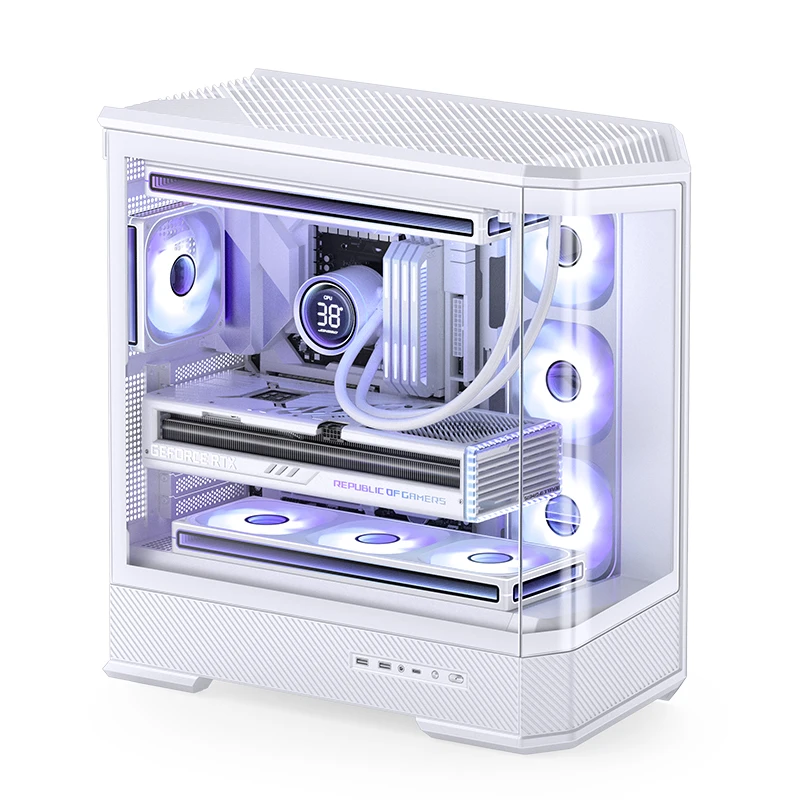 Jonsbo D400 ATX Casing Komputer M-ATX MINI-ITX Sasis Kantor Desktop Mendukung Catu Daya ATX PS2 360 Casing PC Pendingin Air
