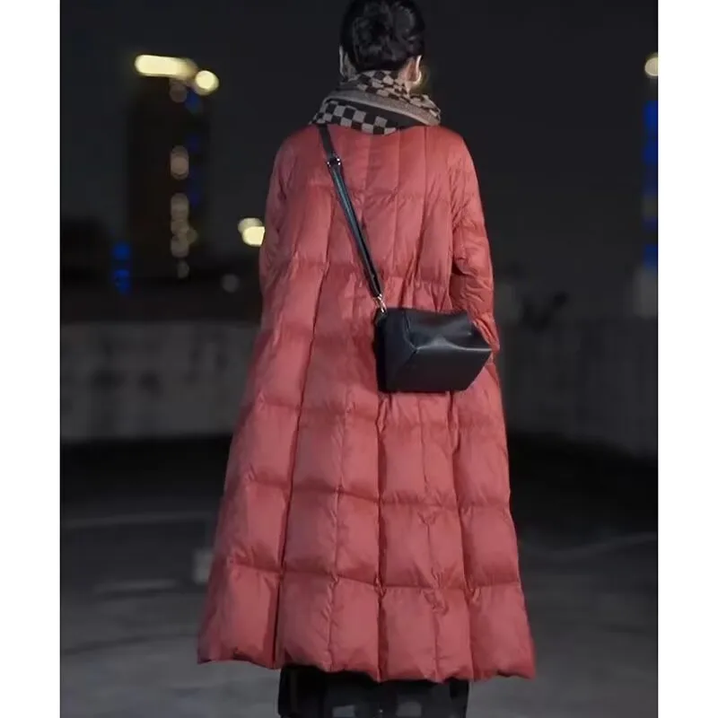 2023 New Winter Cold resistant Down Jacket  High Quality WOMEN Women X-Long（Winter) Warm Fashion Brand Red Parkas