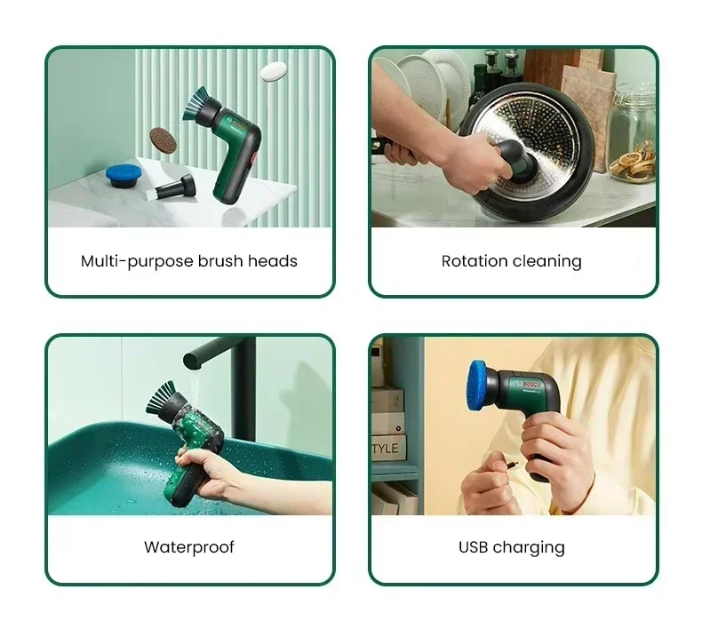 Bosch Electric Cleaning Brush, Multifunctional Power Cleaner with Universal Brush for Bathroom, Floor, Grout & Kitchen Surface