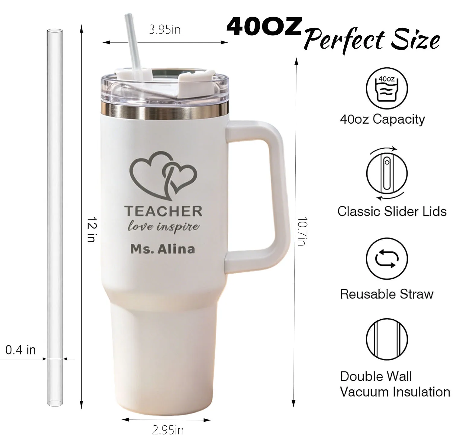 Teacher personalized text bottle Stainless steel themo bottle, Thermal mug for coffee Aesthetic water bottle Graduation gift