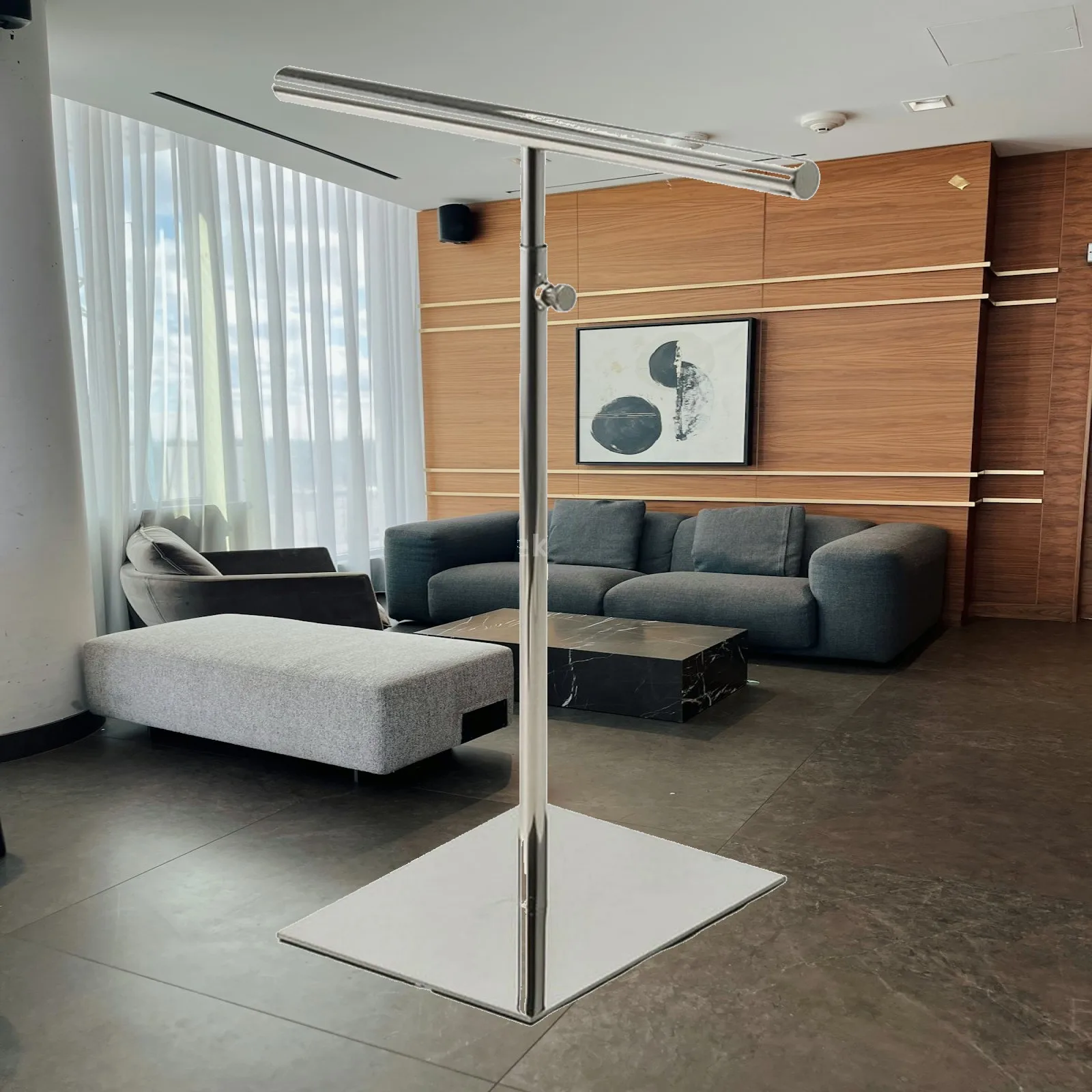 Stainless Steel T-Style Rack Rack Freestanding T-Style Display Rack Sturdy Adjustable Height Display Stand with Side Knob for