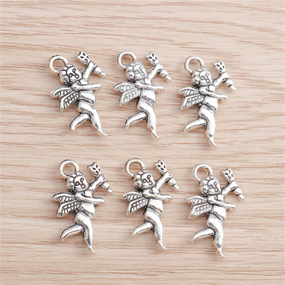 Tusember 20 Stück 23 x 14 mm Engel-Amor-Anhänger aus Legierung für Anhänger, Halsketten, Ohrringe, handgefertigter Schmuck, Zubehör für DIY-Handwerk – Detail 1