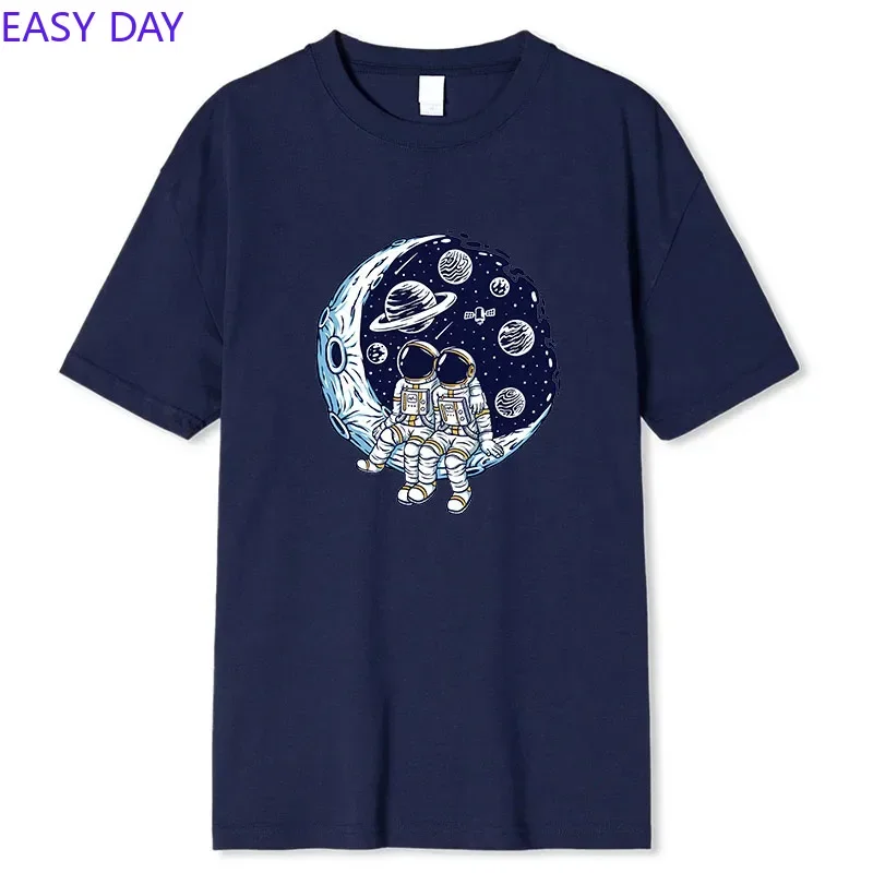 Bitcoin Crypto BTC To The Moon T Shirt Men 100% Cotton T-shirt Streetwear Tshirt Short Sleeve Astronaut Cryptocurrency Tees Tops