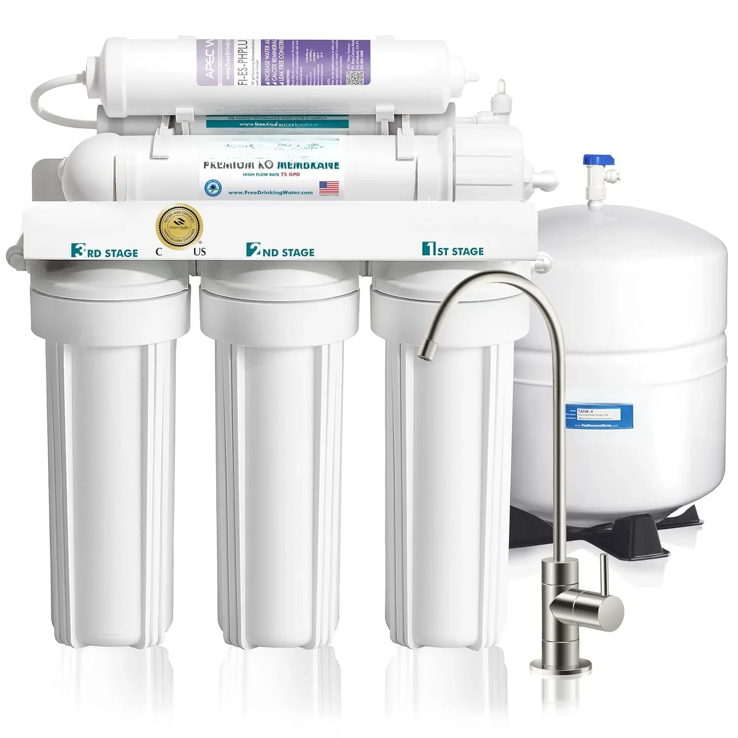 

Systems ROES-PH75 Essence Series Top Tier Mineral pH+ 75 GPD 6-Stage Certified Ultra Safe Reverse Osmosis Drinking