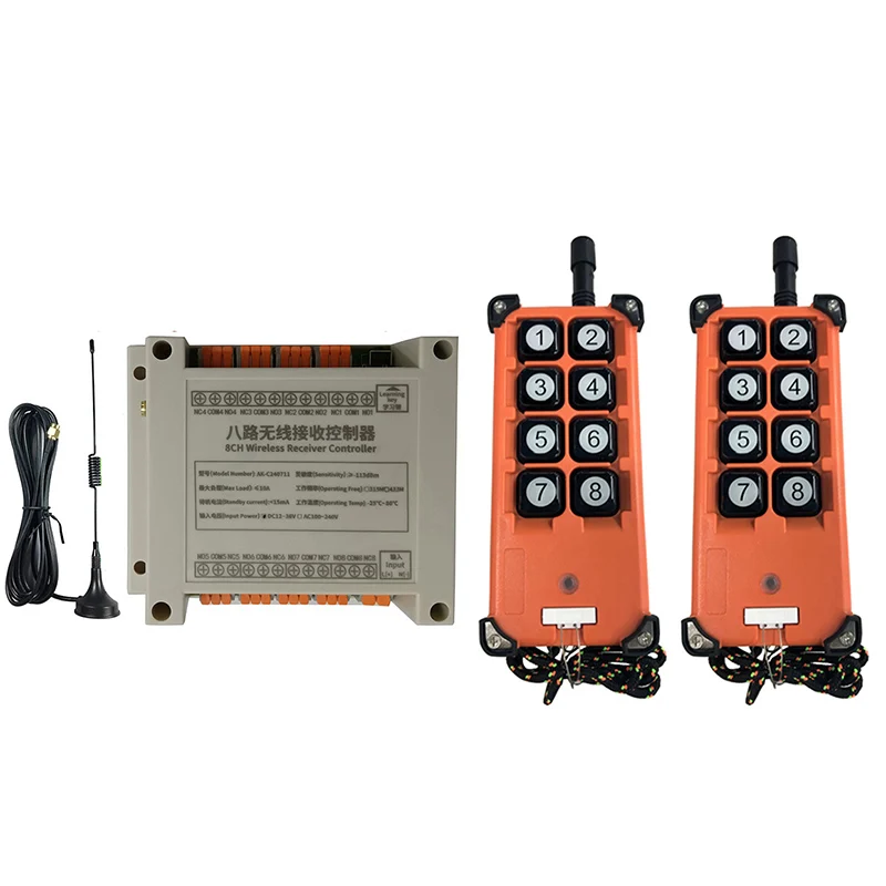 433mhz AC 110V 220V 8CH 8 Channel RF Wireless Remote Control System Receiver Transmitter Universal power industrial 200-3000m