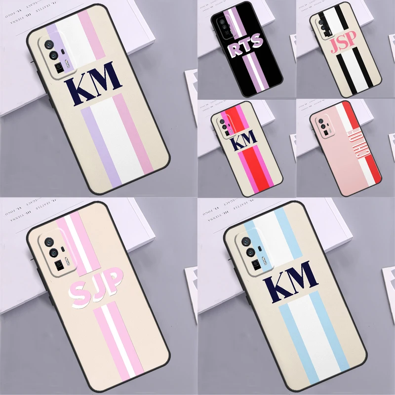 Custom Monogram Stripe Initial Name Case For Xiaomi POCO X5 Pro X3 F5 M6 M5s X4 GT F3 F4 12X 13 Ultra 11T 12T Pro 12 Lite Cover