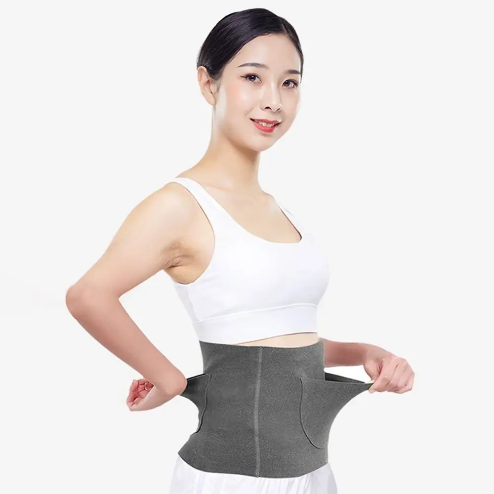Waist Wrap with Double Pocket Thermal Belt Elastic Comfortable Slim Body Shaper Anti-Cold Wrap Band Warm Belly