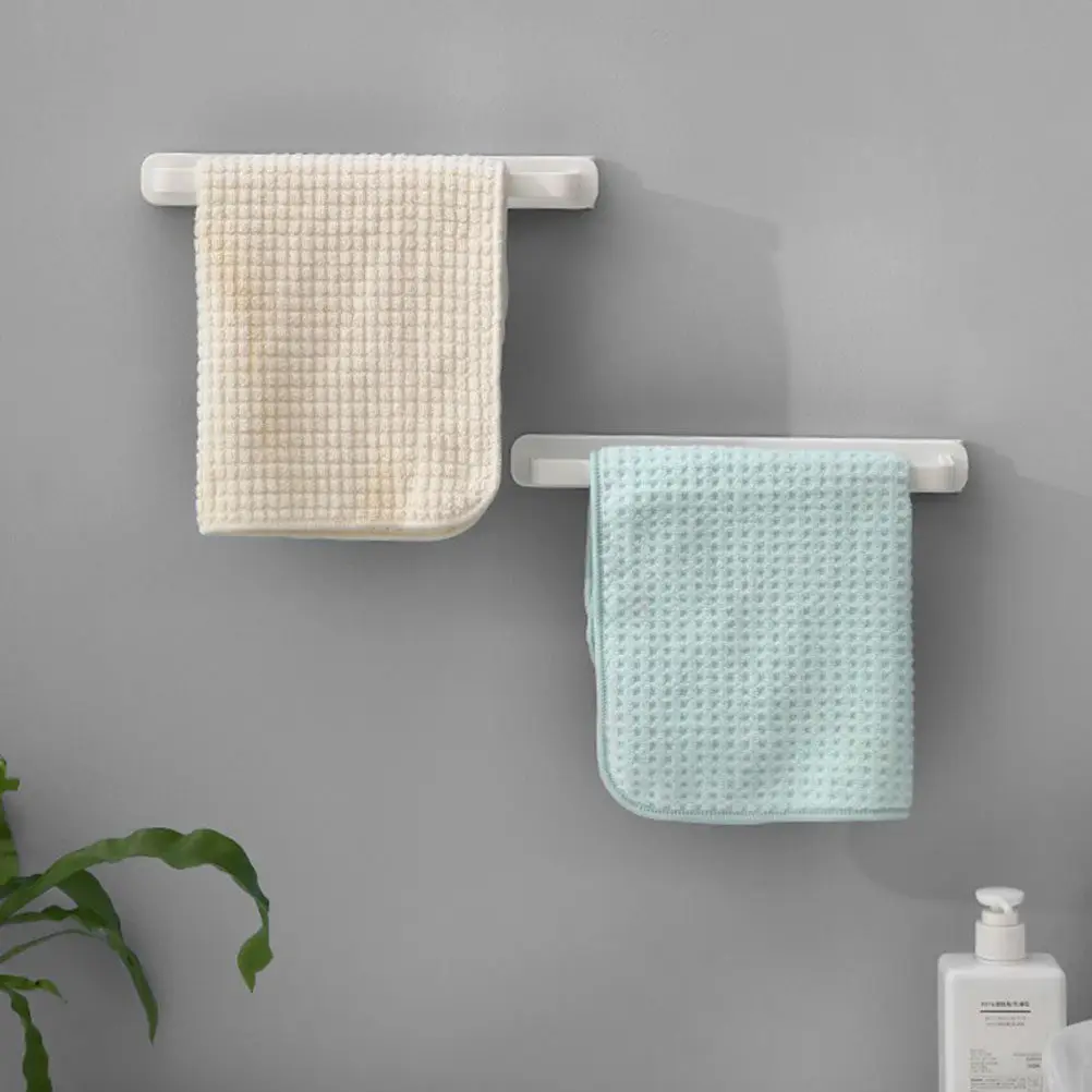 2Pcs Wall Mount Towel Rack Slide Rail Design Self Adhesive Push Pull Organizer Bathroom Kitchen Storage Towel Holder Modern