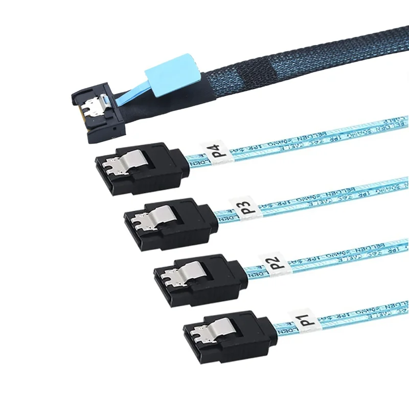 XB-Slimsas 8654 MCIO 4I 38-pins naar 4X SATA-kabel PCIE5.0 PCI-E Server Dataverbinding Verlengdraad Hoge snelheid