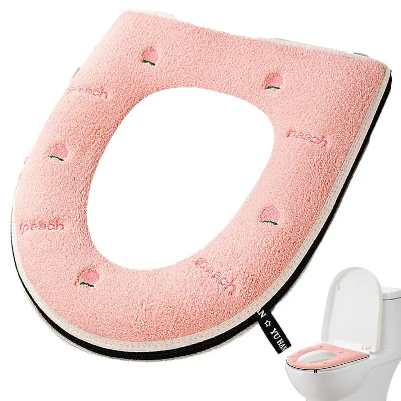 1Pcs Winter Bathroom Toilet Seat Cover Soft Warmer Washable Mat Cover Pad Cushion Seat with Handle