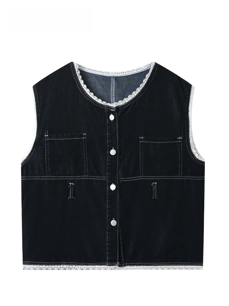 

Модный свободный джинсовый жилет для женщин больших размеров, новинка весенней коллекции, универсальный повседневный жилет средней длины с одной пуговицей