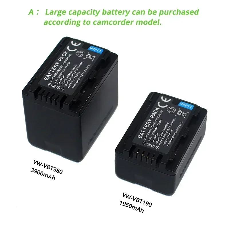 VW-VBT380 VW-VQT380 بطارية لباناسونيك HC-VXF990 VXF995 VXF11 VX985 VX980 VX870 W585M V808 V800 V760 WX970 WXF995 كاميرا الفيديو