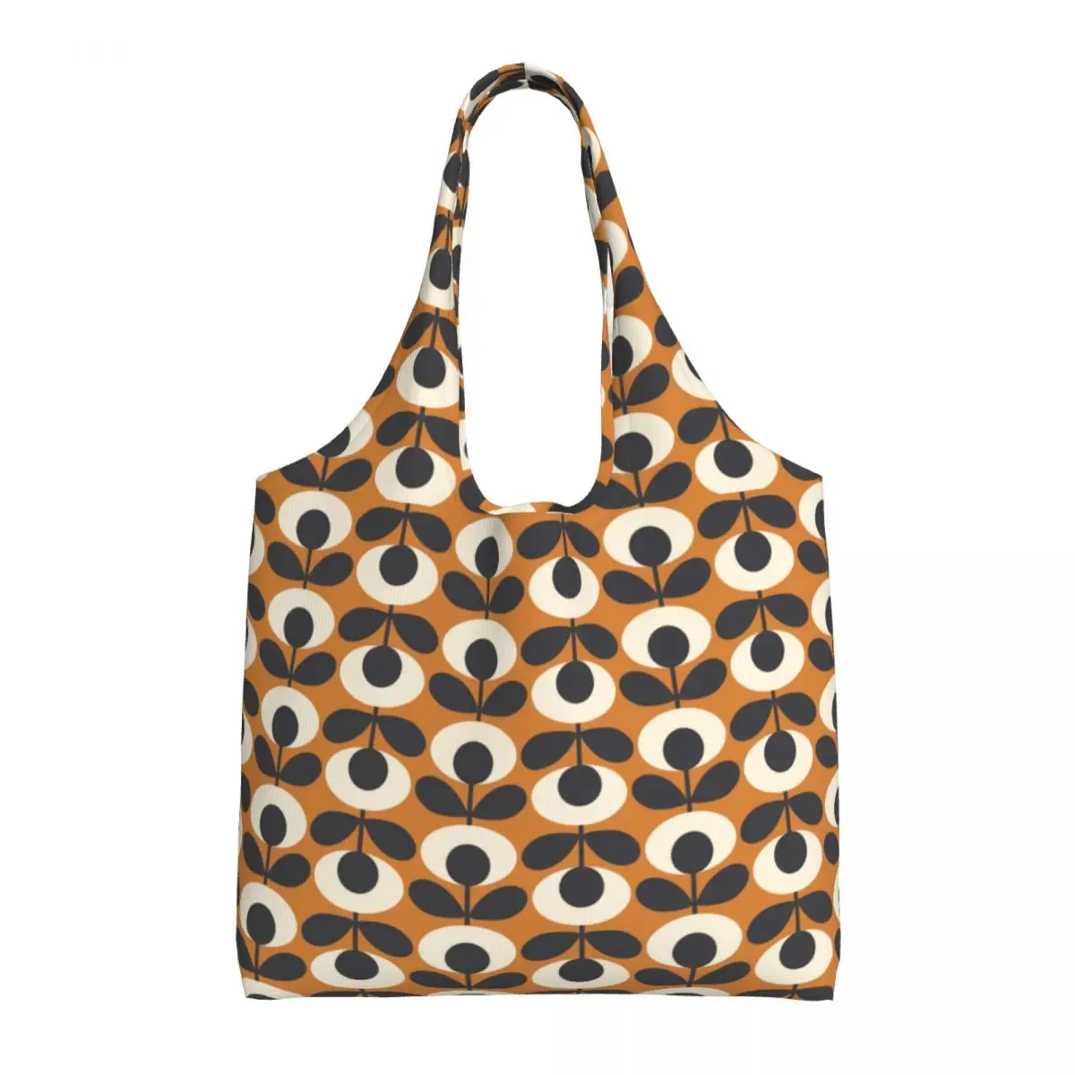 Custom Orla Kiely Flower Oval Sacola de compras para mulheres, sacos de lona Shoulder Shopper, bolsas de grande capacidade, mercearia presentes