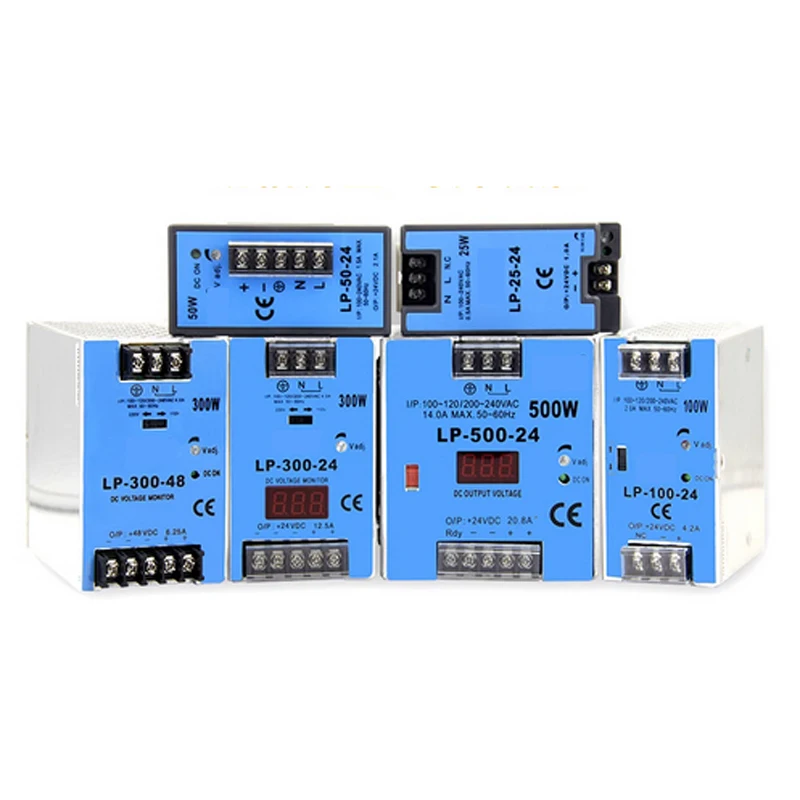 Sensor Power Supplies DC 5V, 12V, 24V,48V, 25W/100W/150W/300W, 110V/220V Switchable, Din-Rail Way Installation CE certificated