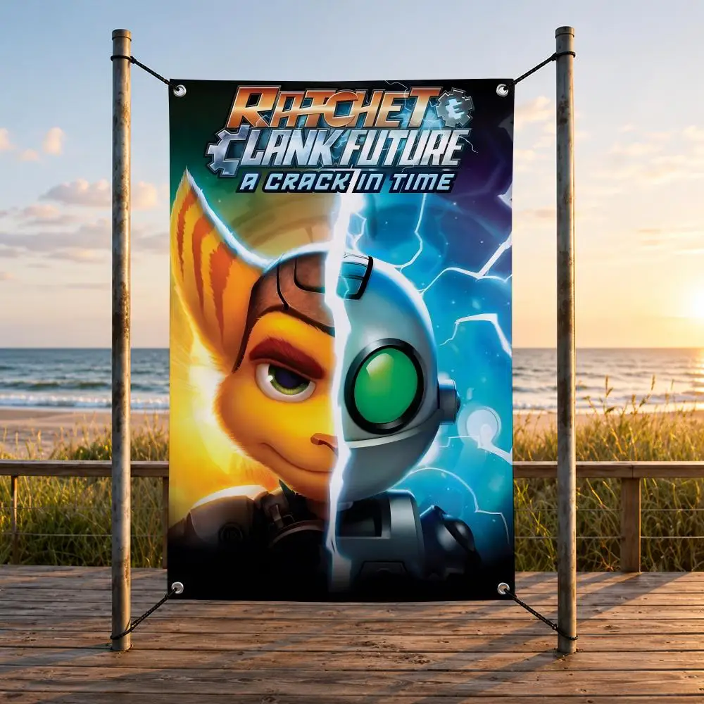 Game R-Ratchet & Clank Flags Vertical Wall Hanging for Bedroom Dorm Living Room Party Garage Camping