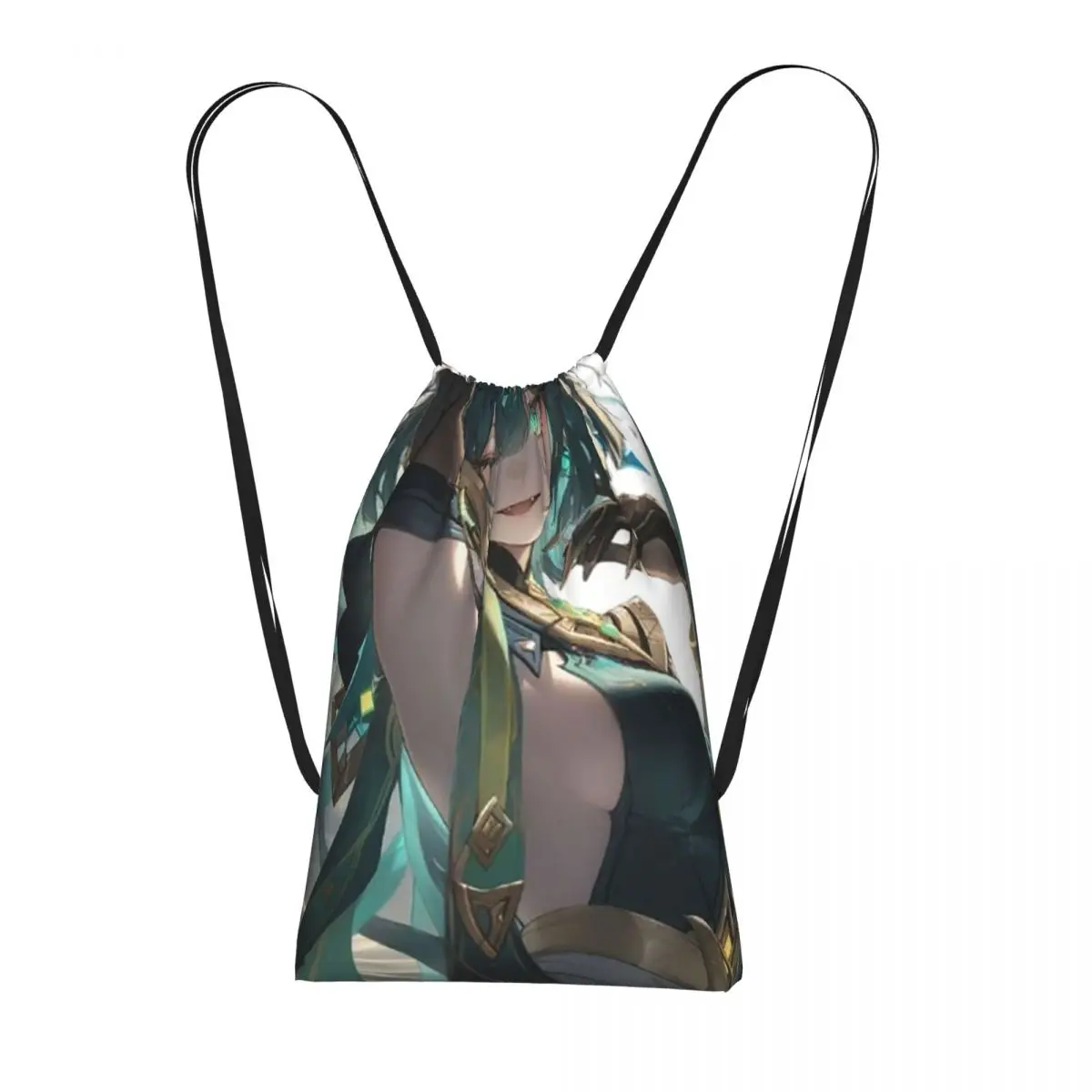 

Genshin Impact Nefer Armpit Leak Backpacks Casual Drawstring Bags Sports Bag Book Bags for Man Woman Students