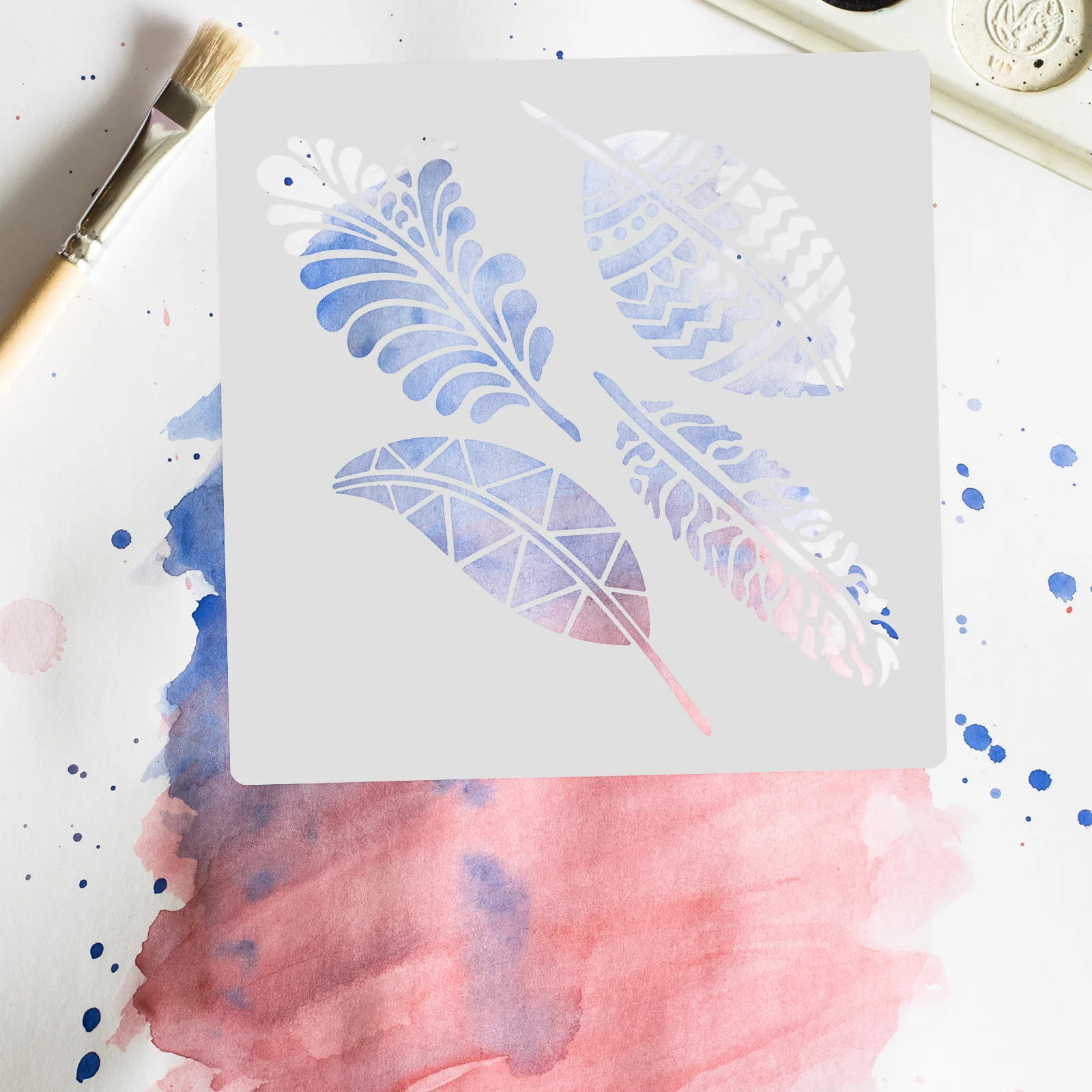 

9 Pcs Tropical Leaf Templates Reusable PET Material Palm Plant Stencils DIY Crafts Wall Art Safe Drawing White