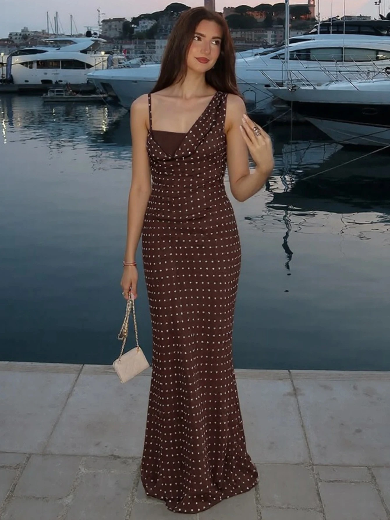 Sommer Neueste Mode Ärmelloses Backless Polka Dot Mesh Langes Kleid Frauen Sexy Elegante Kleidung Party Club Prom Outfit