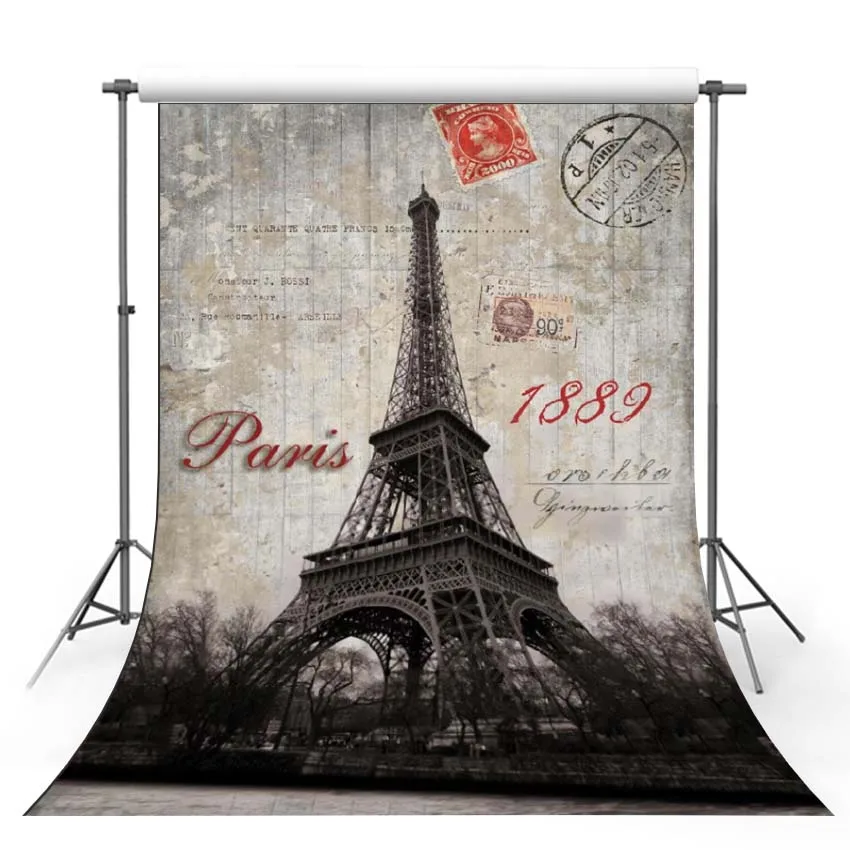 La Tour Eiffel Tower Paris Postage Stamp Wedding Photography Studio Backdrops Background Custom Vinyl Photography Backdrops