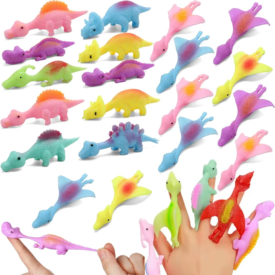 5-20 Peças Lançador de Dedo de Dinossauro Voador, Brinquedos de Dinossauro para Jogos, Lembrancinha de Festa de Aniversário Infantil e Chá de Bebê, Dinossauro de Borracha Pegajosa C