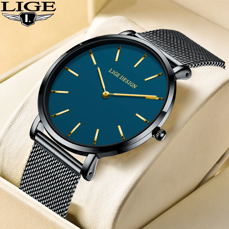 

LIGE простые роскошные кварцевые мужские часы ультратонкие повседневные модные деловые водонепроницаемые часы из нержавеющей стали повседневные часы для мужчин