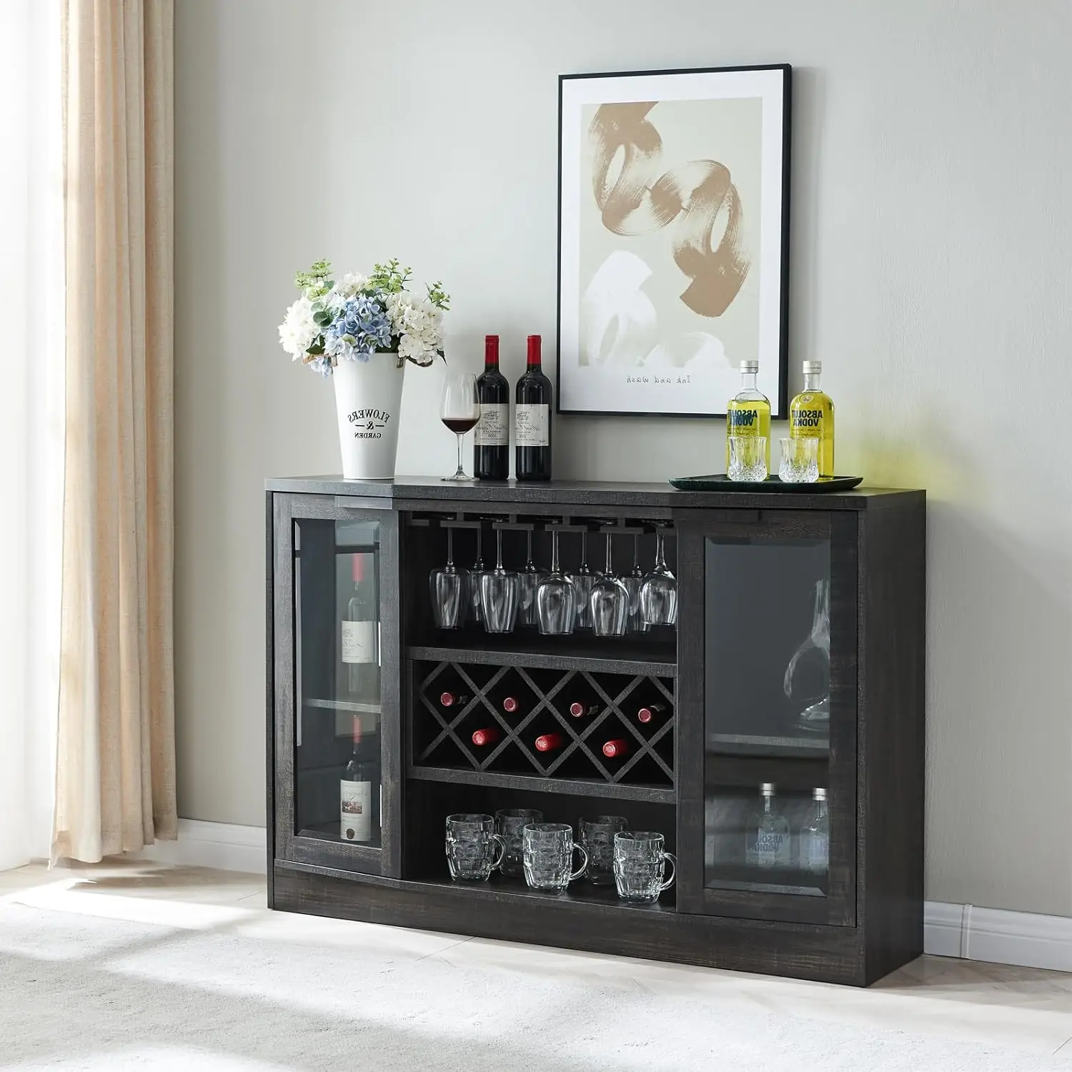 

Двери для хранения, винный стеллаж, буфет 51 дюйма и фотобуфет для ликера, деревенская кухонная стойка