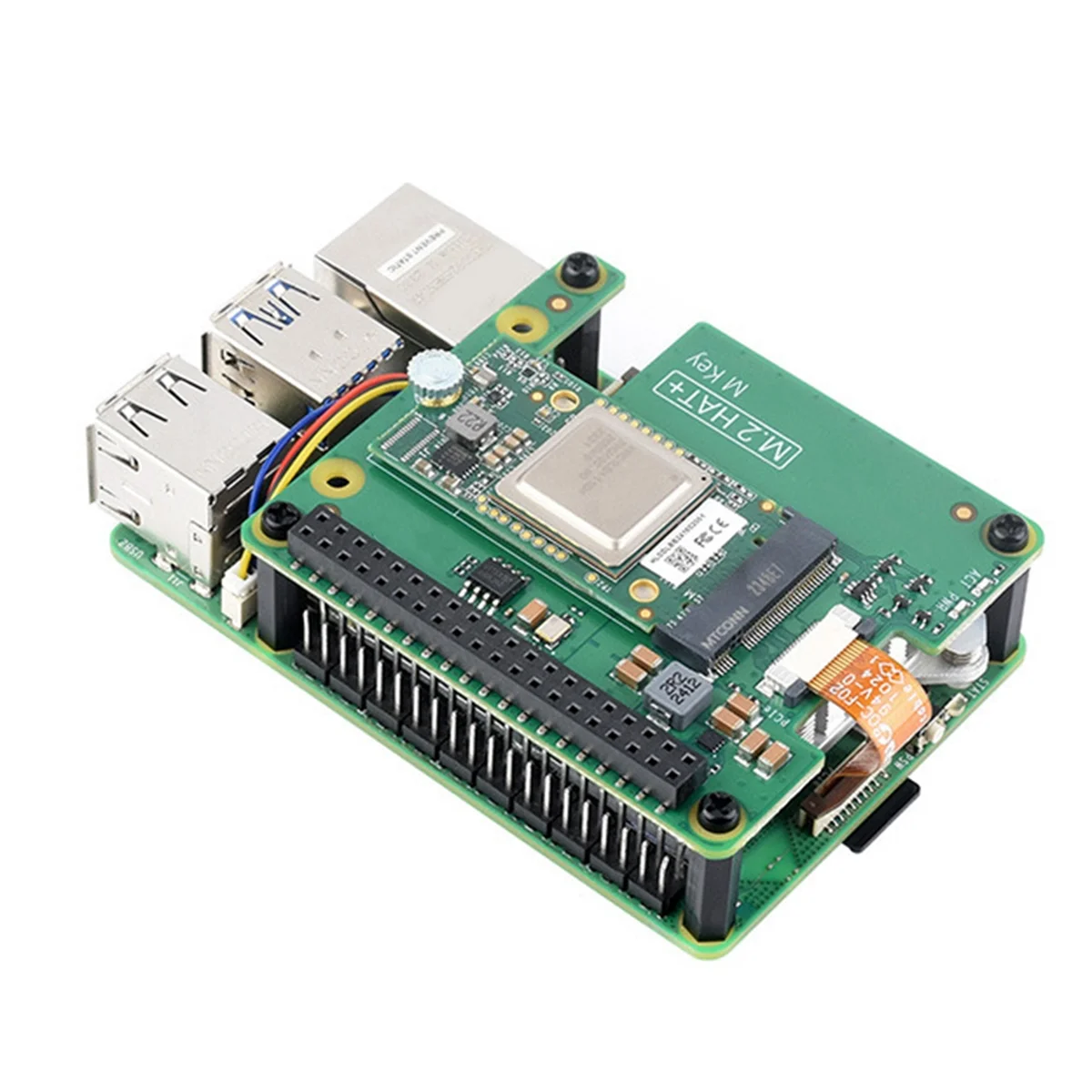 Для Raspberry Pi 5 AI Kit M.2 HAT + Hailo Al модуль ускорения 13 топов PCle Gen3 Ai Kit для Linux Windows