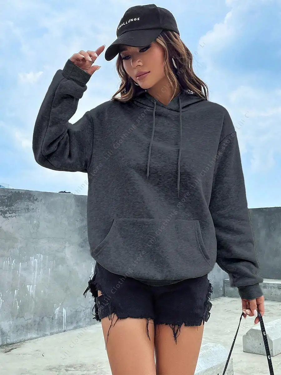 

Blank Hoodies Womens Sweatshirts 2026 New Solid Color High quality Fashion Street Pullovers Basic Essential Tops Women Clothes