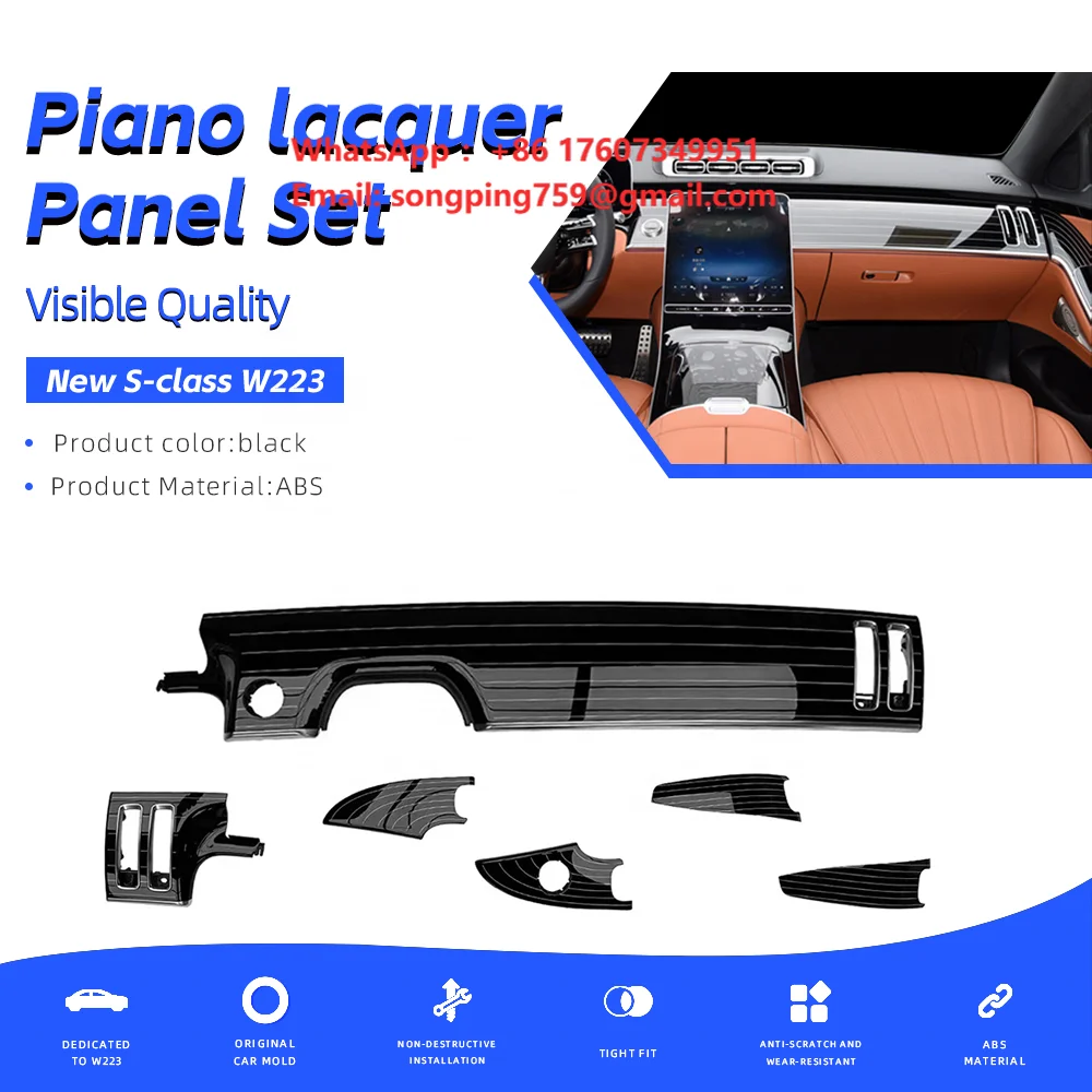 Piano Paint Style Interior Black and White Piano Panel Trim Kit for Mercedes-Benz S-class W223 S450/S480 Maybach
