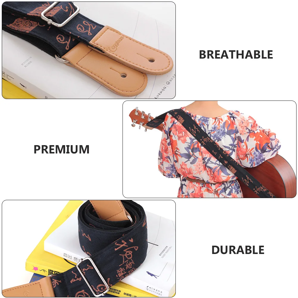 

Cotton and Linen Guitar Shoulder Straps Bass Belt Chinese Style Belts Brass Double Tip