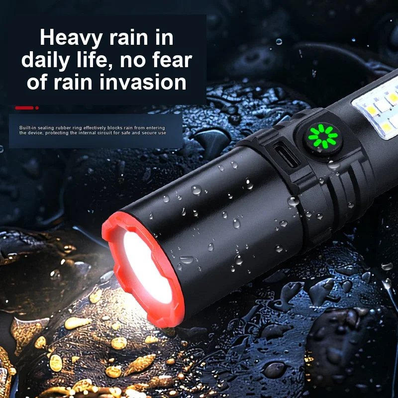 Portable Rechargeable Protective Flashlight Long Lasting High Brightness Lighting Tool for Outdoor Activities